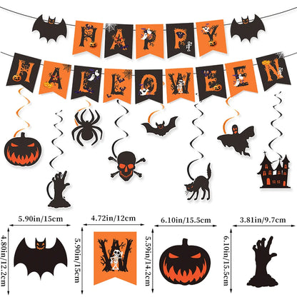 Halloween Party Decoration Set, Banner, Garland, Spider Web and More