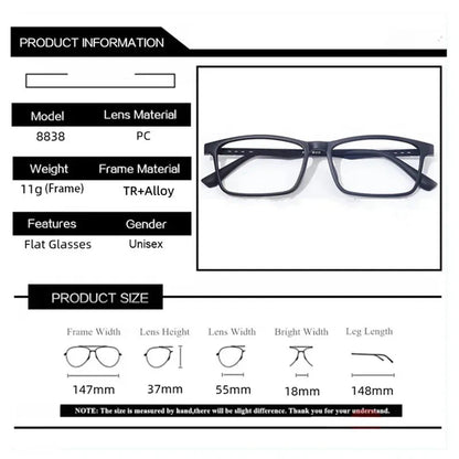 Super Light Rubber Titanium Glasses – Square Prescription Frame Unisex