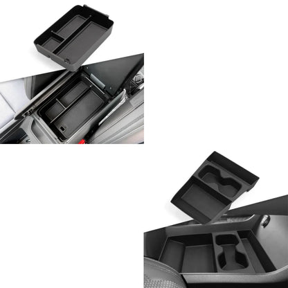 Armrest Storage Box & Cup Holder Organizer - Car Interior Anti-Dirt Pad, Black