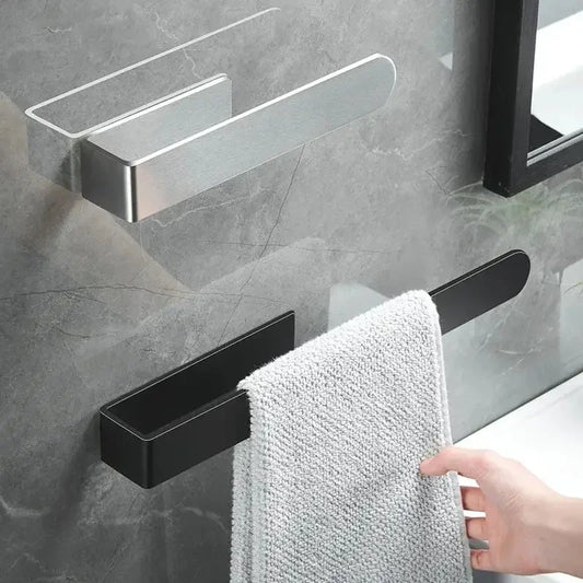 Self-Adhesive 304 Stainless Steel Towel Rack - Single Rod, 23cm / 37cm (9.1" / 14.6") Brushed Finish No-Drill Bathroom & Kitchen Towel Bar