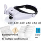 Rechargeable LED Headband Magnifier with Interchangeable Lenses – Adjustable Hands-Free Loupe for Soldering, Jewelry & Crafting