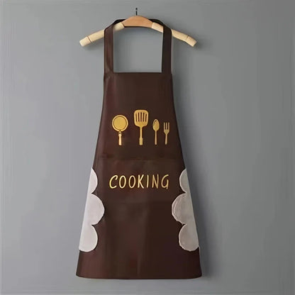 Unisex Adjustable Kitchen Apron – Solid Color PVC Cooking Apron with Pocket