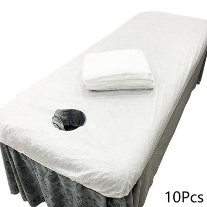 10-Pack Disposable Open-Face Spa Bed Sheets — Breathable Non-Woven Elastic Massage Table Covers for Salon & Spa