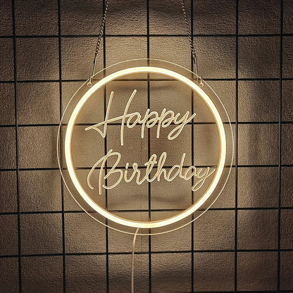 Birthday Theme Neon Sign, Led Letter Lamp Wall Decor, Usb Powered, Home Party, Birthday Party Decor, Easy To Hang.
