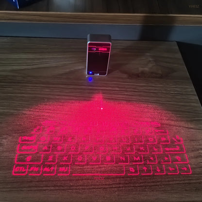 YiHeSZ KB560 Laser Projection Keyboard - Bluetooth + USB, Full-Size QWERTY, Mouse Function, iOS/Android/Windows/Mac, Rechargeable