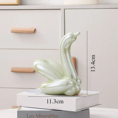 13.4cm Mini Creative Balloon Swan Abstract Ceramic Ornament Sculpture Study Room Statue Home Office Accessories Decoration Gift