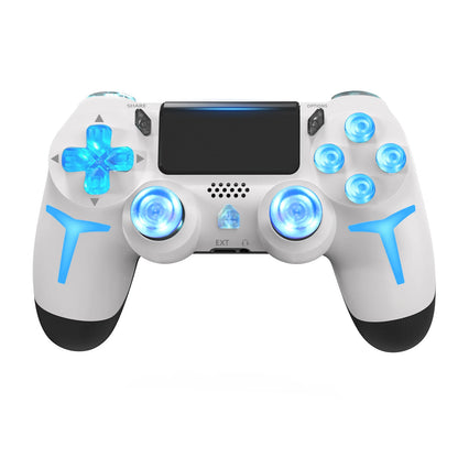 GAMINJA P412 Wireless Game Controller - PS4/PS3/PC, 6-Axis Gyro, Dual Vibration, Non-Linear Triggers, 600mAh, 6-8Hr Battery, Black/White