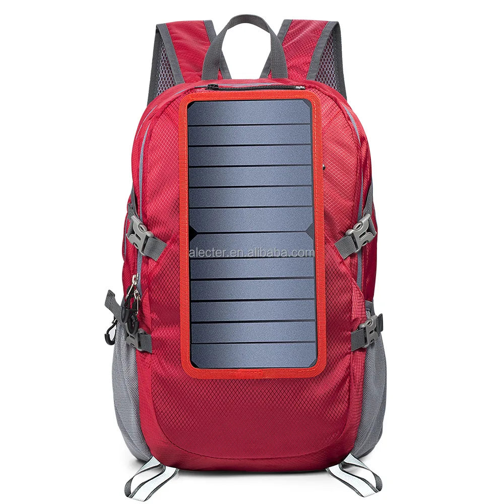 Multi-Function 7W Solar Panel Backpack with Type-C/USB Ports for Emergency Charging