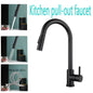 Black Pull-Out Kitchen Faucet 2-Mode Spray & Stream, Deck-Mounted Single-Handle Mixer, 304 Stainless Steel, 1/2-inch Connection