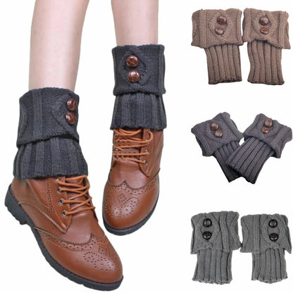 Women's Short Knit Diamond 2-Button Boot Cuffs — Knit Leg Warmers & Boot Covers
