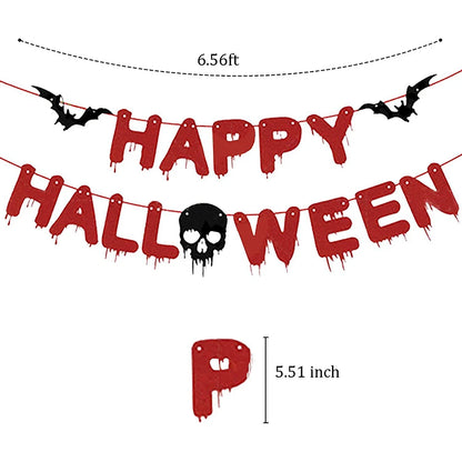 Halloween Banner & Bloody Butcher Knife Paper Garland Set – Happy Halloween Sign & Killer Tools Garland for Haunted House & Party Decor
