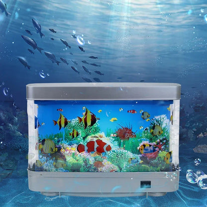 Ocean Aquarium Motion Lamp - Virtual Moving Tropical Fish Night Light