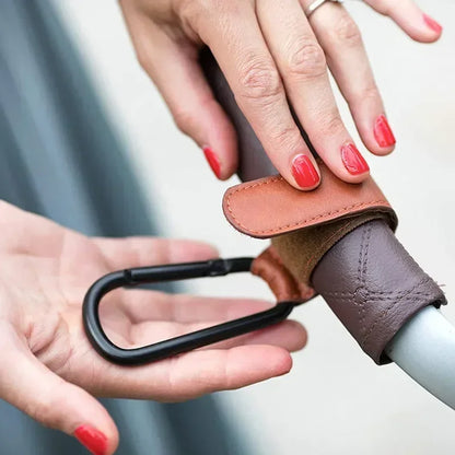 PU Leather 360° Rotating Stroller Hook - Baby Bag Pram Organizer (1 or 2-Pack)