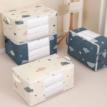 Foldable Large Capacity Clothes Storage Bag Organizer – Reinforced Handle & Sturdy Zipper | Medium 55×35×25 cm / Large 60×40×30 cm