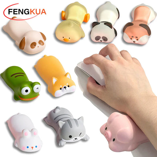 Cute Animal Wrist Rest Mouse Pad - Ergonomic Arm Support for Computer & Laptop Desk (Cat, Dog, Duck, Panda)