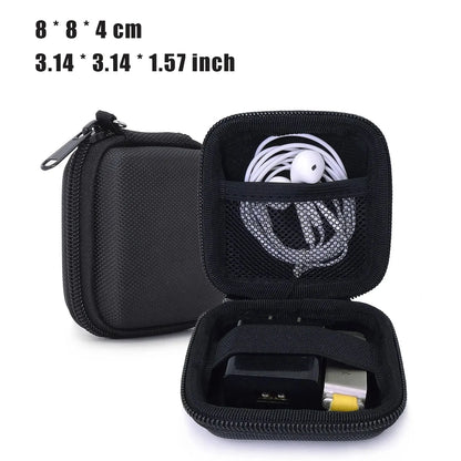Portable Earphone & Cable Organizer Case — Leather Digital Gadget Storage Pouch