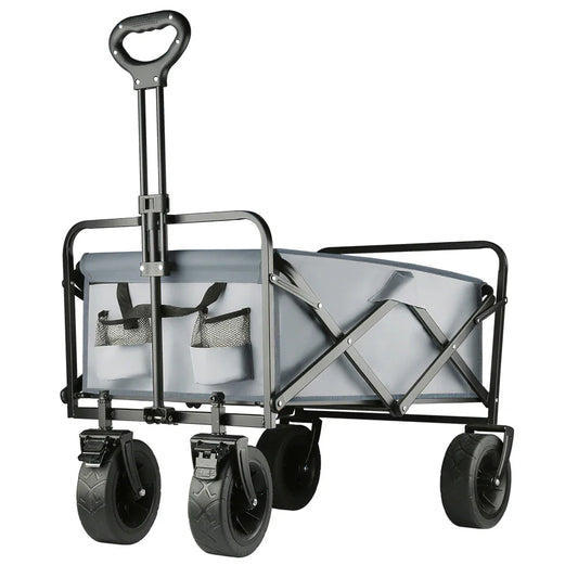 Heavy-Duty Collapsible Folding Beach Wagon Large Capacity Portable Utility Cart with All-Terrain Wheels