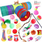 Interactive 11-Piece Cat Toy Variety Set — Feather Wands, Sisal Mice, Bell Balls & Plush Toys