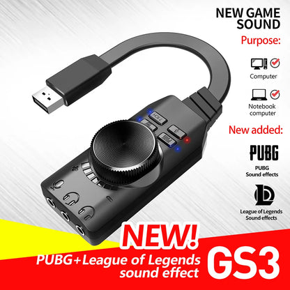 External USB 7.1 Channel Sound Card Adapter with Volume Control - 3.5mm Headset Jack for PC & Laptop