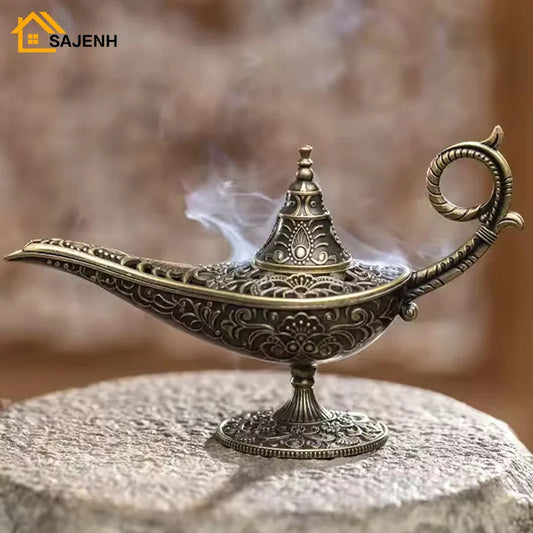 Antique Style Metal Incense Burner Lamp Candle Holder, Conical Aromatherapy Home Decor Gift