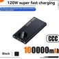 120W Fast Charging Power Bank – 50,000 / 100,000 / 200,000 mAh Portable Charger with Built-In Cable, USB-C & Dual USB, LED Display
