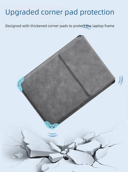 PU Laptop Sleeve with Built-in Stand 13–16 Inch — Slim Protective Case