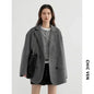 Women's Wool Blend Double-Sided Coat Loose Retro Double-Breasted Office Outerwear for Autumn Winter