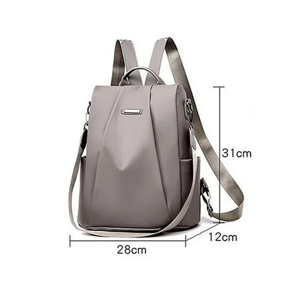 Lightweight Waterproof Nylon Women's Backpack - Large Capacity, Detachable Shoulder Strap, Solid Color Multi-Functional Bag