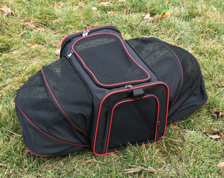 Foldable Mesh Pet Carrier – Expandable Soft-Sided Travel Carrier for Cats & Small Dogs, Breathable Handheld Tote