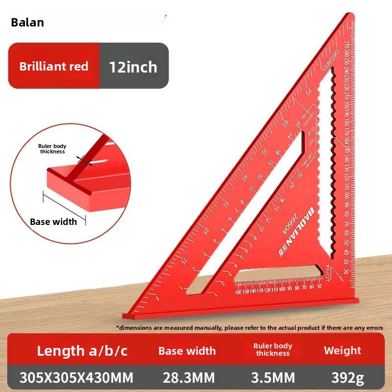 Triangle Angle Ruler Metric Aluminum Alloy Angle Protractor Triangular Measuring Ruler Woodwork Square Triangle