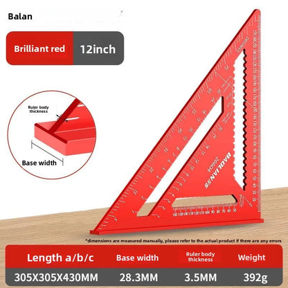 Triangle Angle Ruler Metric Aluminum Alloy Angle Protractor Triangular Measuring Ruler Woodwork Square Triangle