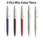 Metal Retractable Ballpoint Pens - 1/5 Pack, G2 Refill Compatible, 0.7mm Blue Ink Pens for School & Office