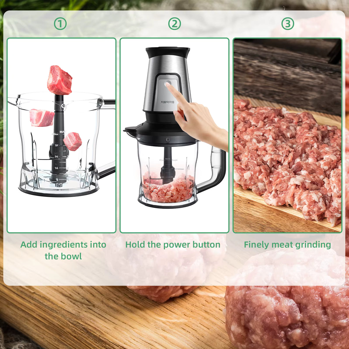 BioloMix TB23M 700W 3-in-1 Blender, Chopper and Grinder Set