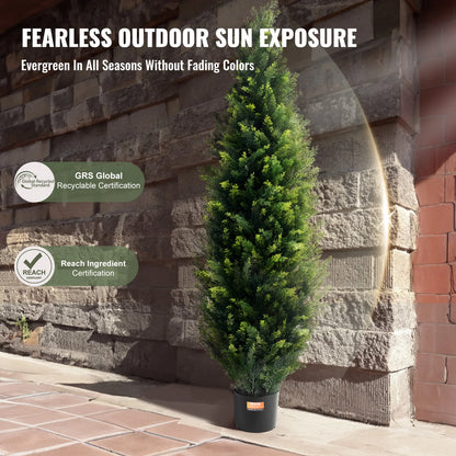 Artificial Cedar Topiary Tree – Evergreen Faux Pine for Indoor & Outdoor Decor (Set of 2)