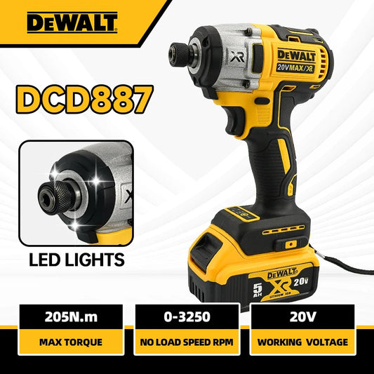 Dewalt DCD887 Cordless Brushless Impact Screwdriver Strong 20V Battery Power Electric Tool