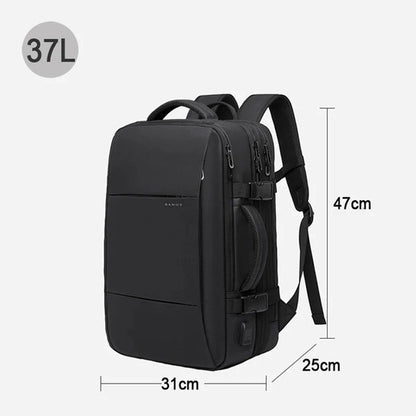 Expandable Business Backpack for Men - 17.3" Laptop, USB, Waterproof Travel Bag