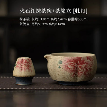 2-8PCS Japanese Flint red Matcha Making Set Bamboo Matcha Brush Exquisite Matcha Bowl Box with Whisk Sumptuous Tea Tools Gifts