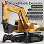 Alloy Remote Control Excavator Toy Car with Lights Sound Effect Electric Excavator Automobile Engineering Vehicle Children Gifts