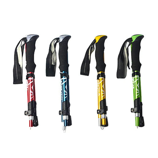 51 in (130 cm) 5-Section Foldable Telescopic Trekking Pole Carbon Steel Hiking Stick Portable Walking Cane for Camping Nordic Walking Seniors