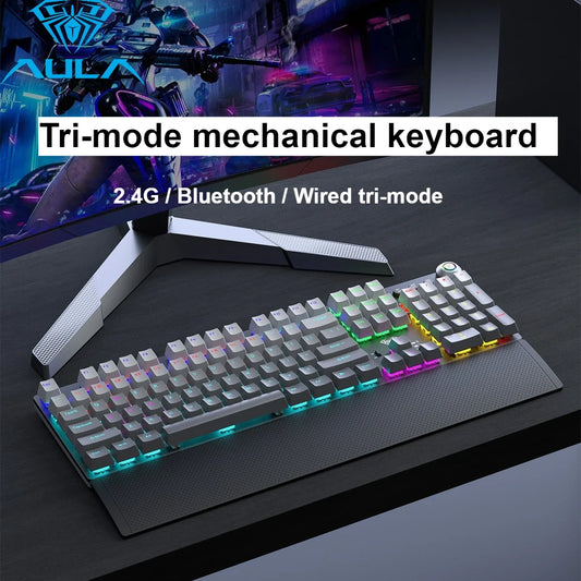 AULA F2088Air Tri-mode Mechanical Keyboard and Mouse Combo Wireless Bluetooth 2.4G Wired RGB Backlit Hot-Swappable Gaming Keyboa