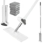 Microfiber Flat Mop 360 ° Rotating Flat Floor Mop Self Wringing Dust Mop with Dewatering Scraper for Kitchen Home Cleaning Mop