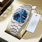 Men's Slim Stainless Steel Quartz Watch with Calendar - 40mm Minimal Dial, 3ATM (30m) Water Resistant
