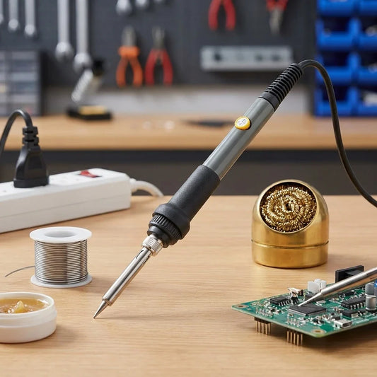 60W Adjustable Temperature Soldering Iron with EU Plug – Rotary Control & Replaceable Tips for DIY Electronics Repair