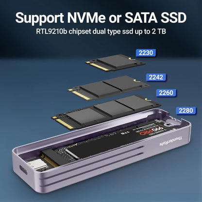 M.2 NVMe & SATA SSD Enclosure with Display — USB 3.2 Gen 2 10Gbps, Hot-Swap