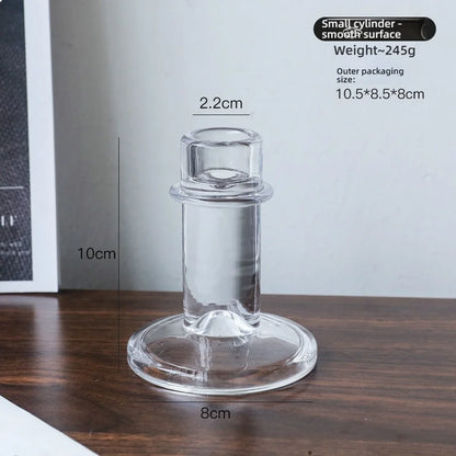 Clear Glass Pillar Candle Holder Table Candlestick for Dining Room Decor