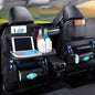Car Seat Back Organizer with Foldable Table Tray – PU Leather Storage
