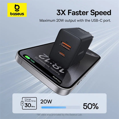 20W USB-C Fast Charger Dual Port PD Quick Wall Adapter – Compact Travel Charger for iPhone and Android