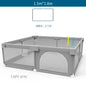Light Gray Baby Playpen with Pull Ring - Play Yard & Ball Pit Safety Fence for Toddlers