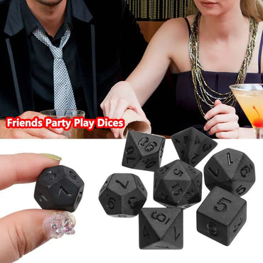 7-Piece Black Polyhedral Dice Set for D&D TRPG Tabletop RPG, Board & Card Games