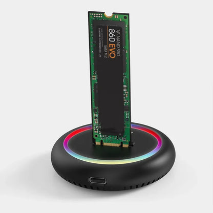 Dual-Protocol M.2 SSD Docking Station USB-C NVMe + SATA (M.2 NGFF) with RGB LED Light